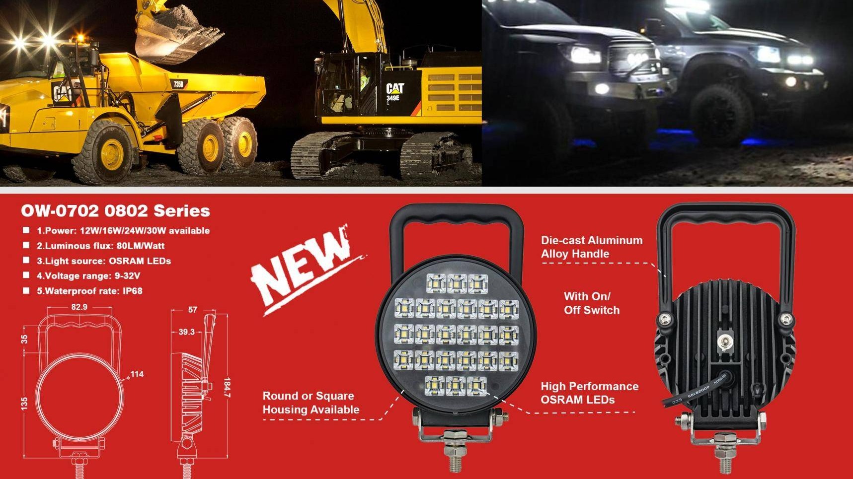 New Economy Stylish LED Work Light with Handle and Switch for Trucks, SUV