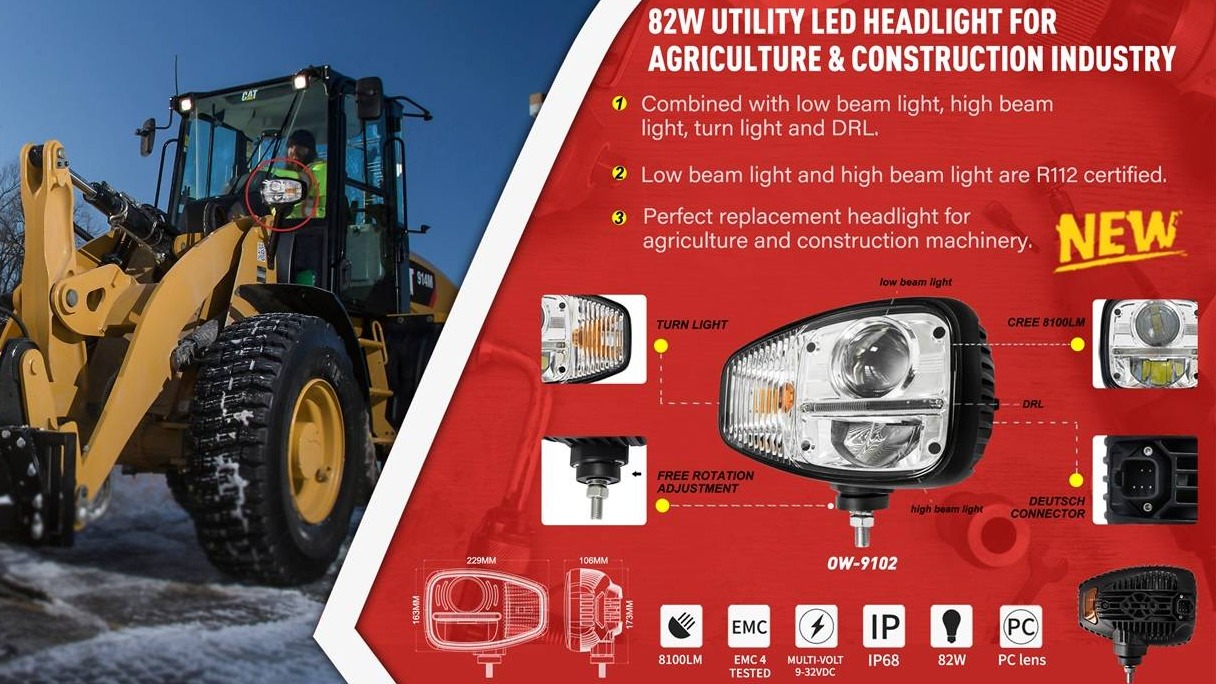 New release-Utility CREE LED headlight for agriculture & construction industry